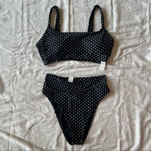 Aerie Banded Wide Strap Scoop Bikini Top + Crossover High Cut Cheeky Bottom